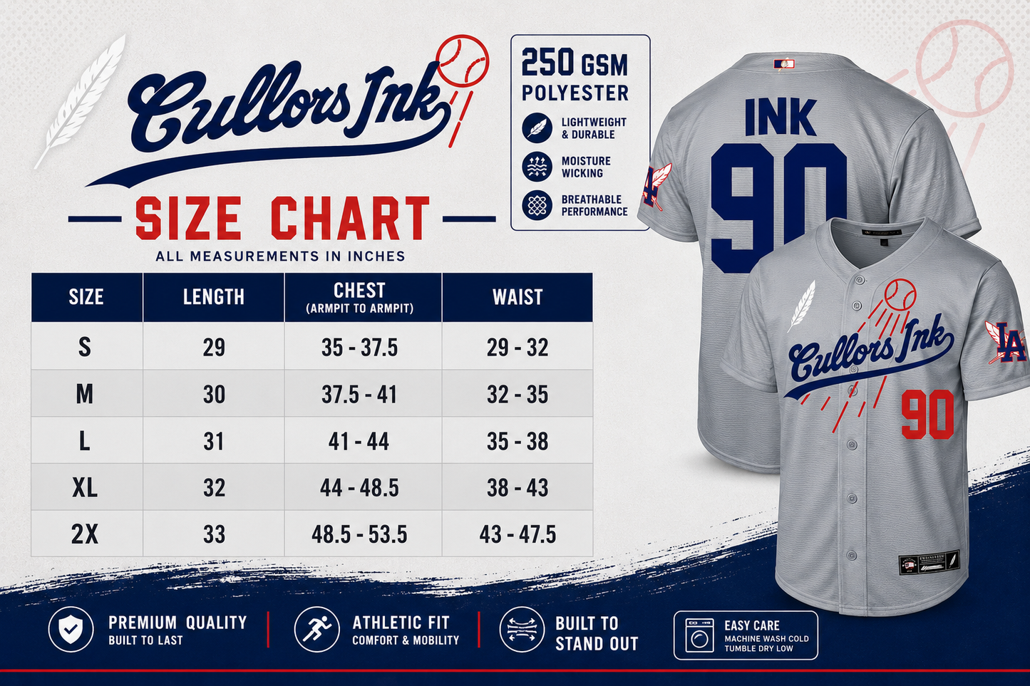 CULLORS-INK BASEBALL JERSEY (LA edition) (PRE-ORDER)