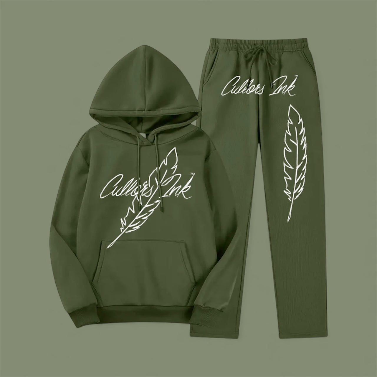 Cullors-Ink™️ Signature Olive Green Sweatsuit