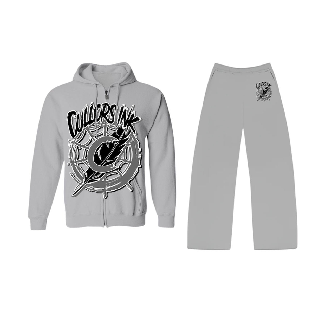 Cullors-Ink™️ Gray Web Zip Up Sweatsuit