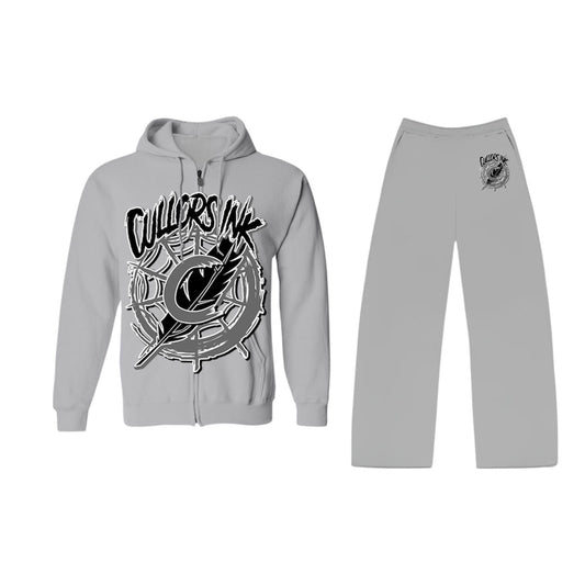 Cullors-Ink™️ Gray Web Zip Up Sweatsuit